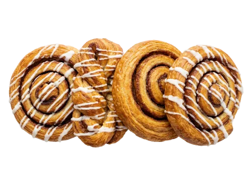 Assorted Cinnamon Pastries with White Glaze