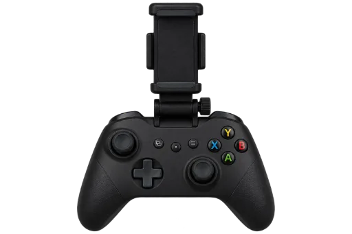 Black Game Controller with Smartphone Mount
