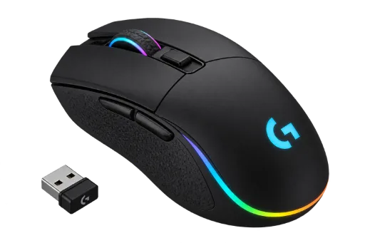 Black Wireless Gaming Mouse with RGB Lighting and USB Receiver