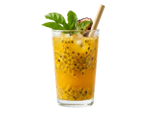 Passion Fruit Cocktail in Glass with Straw