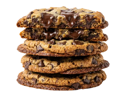 Stack of Chocolate Chip Cookies with Melting Chocolate