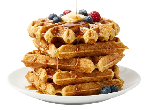 Stack of Waffles with Syrup and Berries