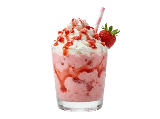 Strawberry Milkshake with Whipped Cream and Strawberry